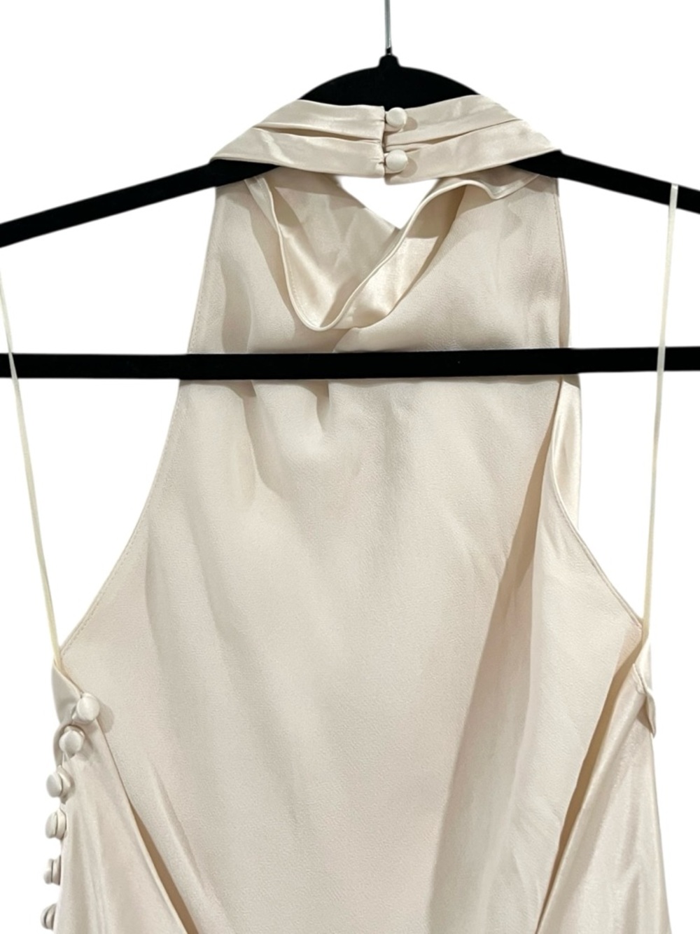 Reformation Roy Satin Dress – Elegant Ivory Halter Gown - Picture 7 of 11